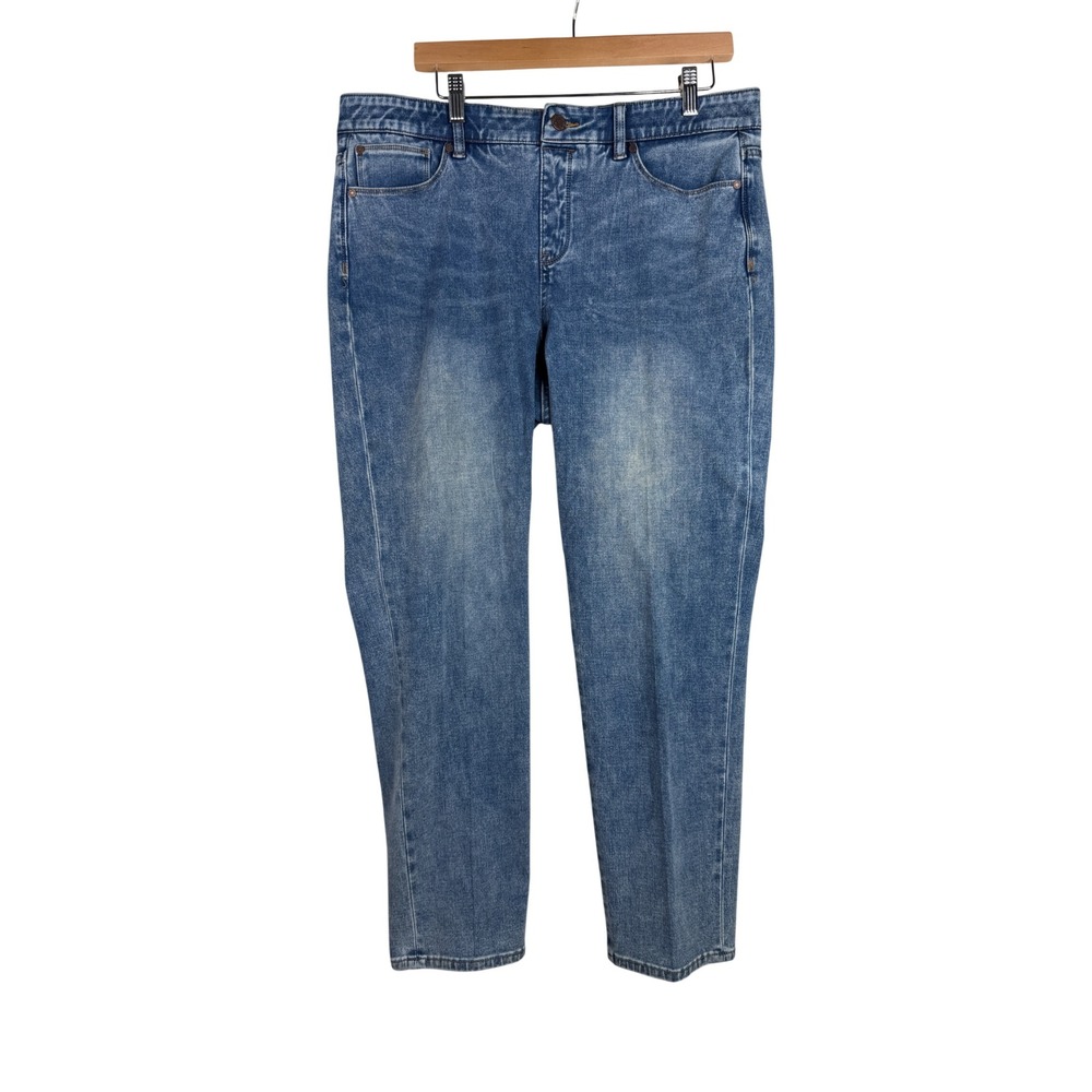 Soft Surroundings Mid Wash Stretch Straight Leg Denim Jeans size Large Blue